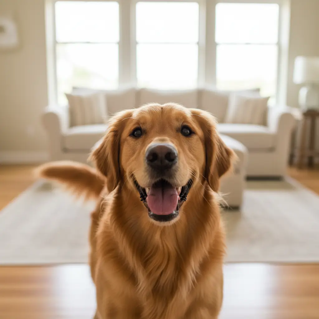 Happy dog looking at the camera