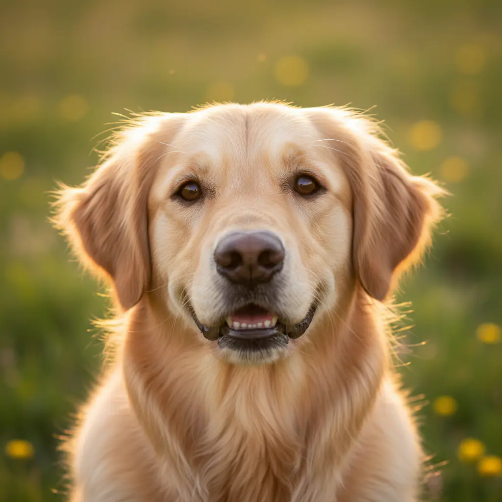 Close up of friendly dog looking at the camera