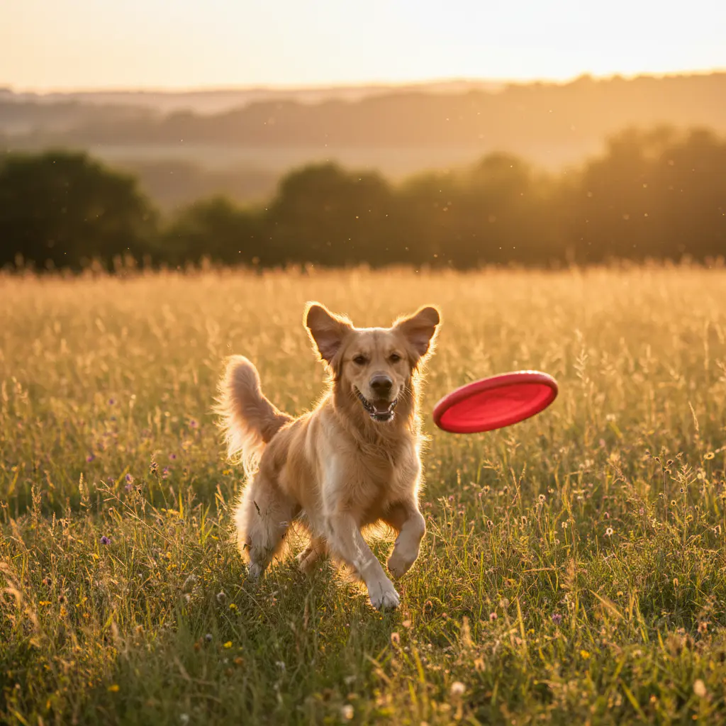 Dog chasing a toy